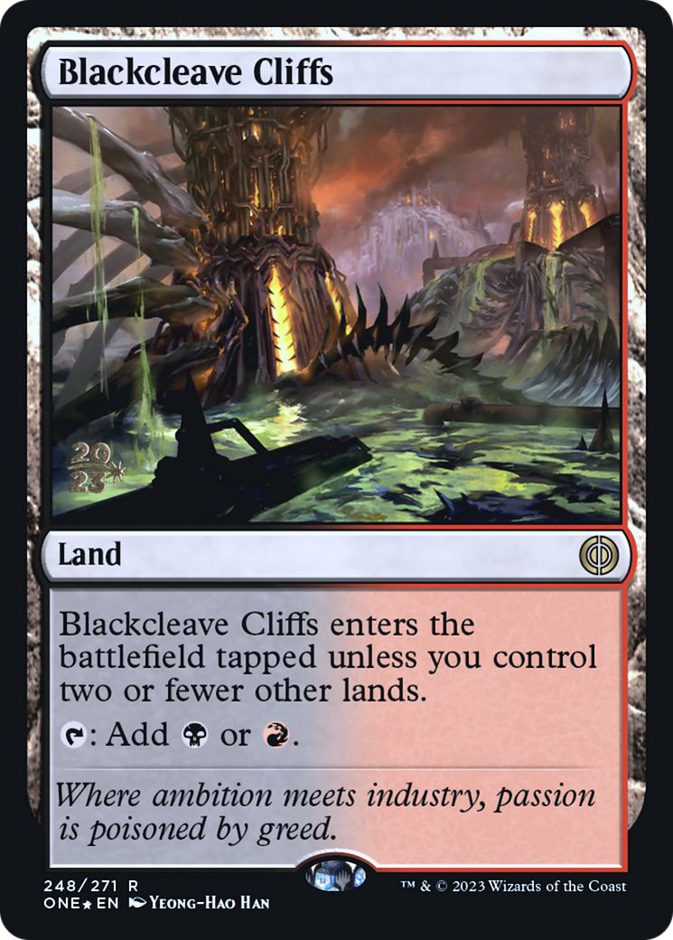 Blackcleave Cliffs [Phyrexia: All Will Be One Prerelease Promos] MTG Single Magic: The Gathering | Red Claw Gaming