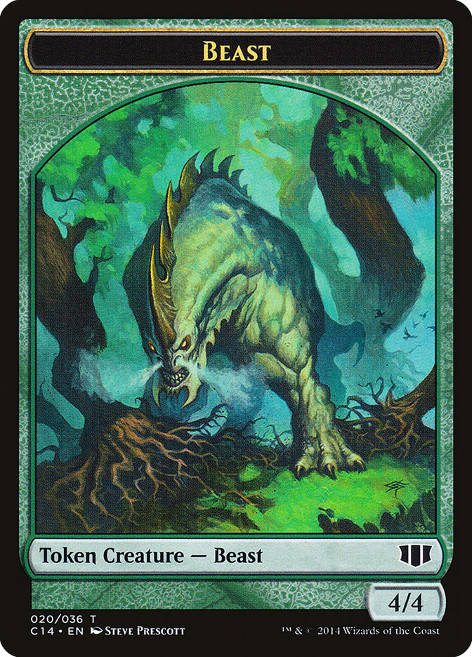 Elf Druid // Beast (020/036) Double-Sided Token [Commander 2014 Tokens] MTG Single Magic: The Gathering | Red Claw Gaming