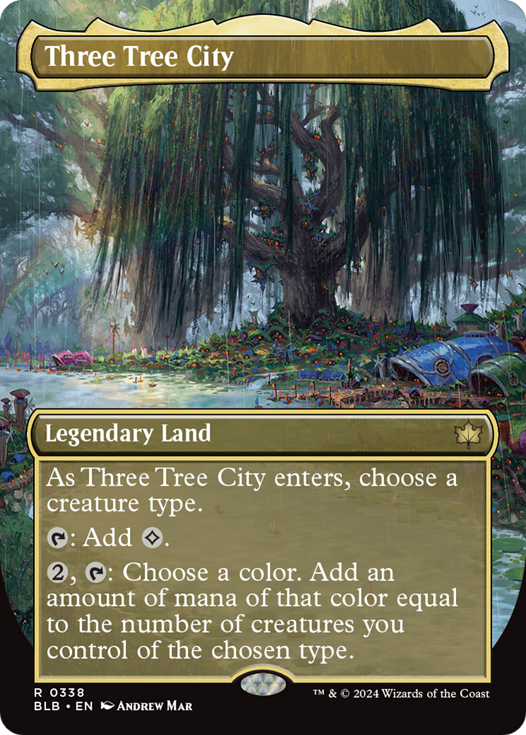 Three Tree City (Borderless) (0338) [Bloomburrow] MTG Single Magic: The Gathering | Red Claw Gaming