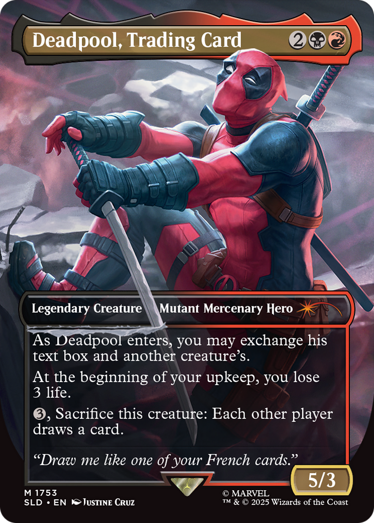 Deadpool, Trading Card (Rainbow Foil) [Secret Lair Drop Series] MTG Single Magic: The Gathering | Red Claw Gaming