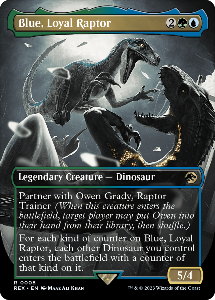 Blue, Loyal Raptor (Borderless) [Jurassic World Collection] MTG Single Magic: The Gathering | Red Claw Gaming
