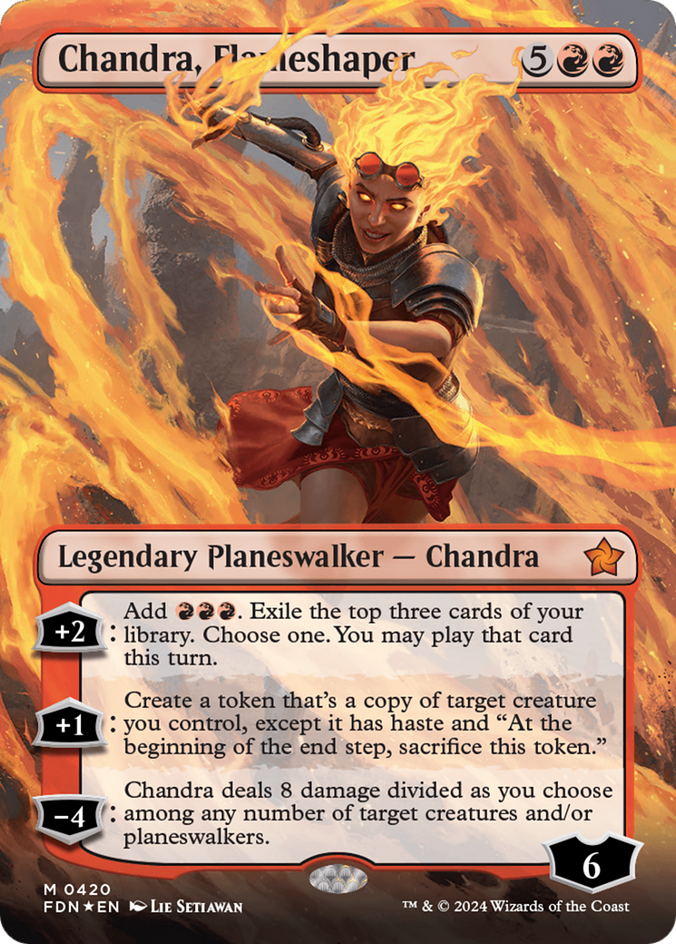 Chandra, Flameshaper (Borderless) (Mana Foil) [Foundations] MTG Single Magic: The Gathering | Red Claw Gaming