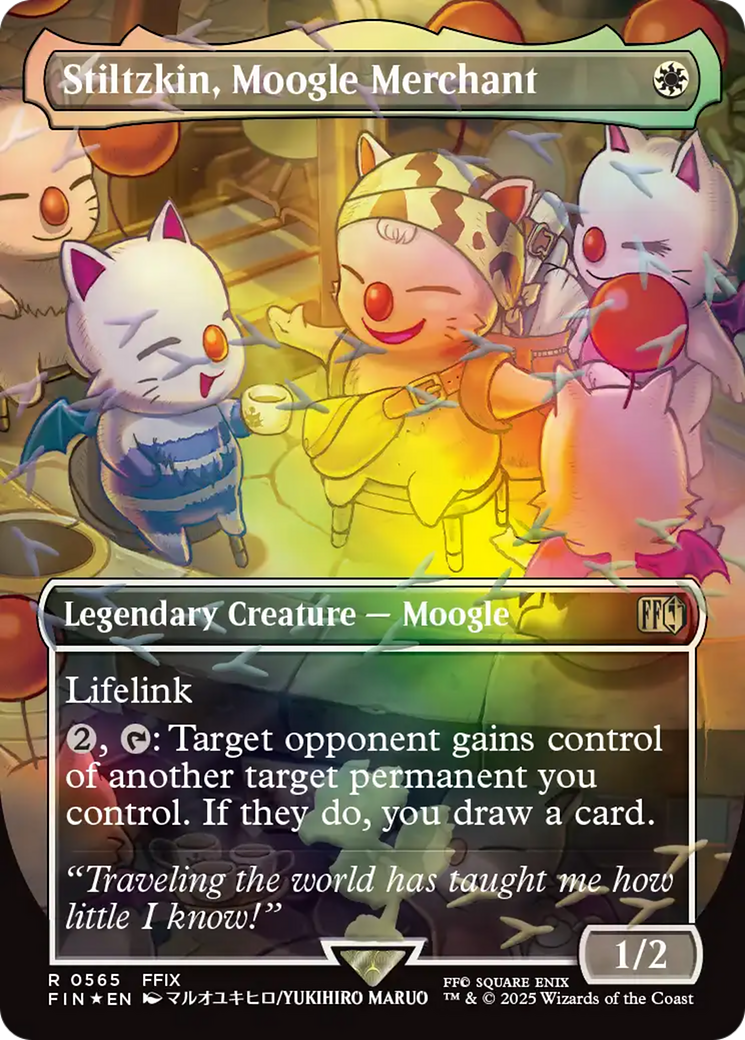 Stiltzkin, Moogle Merchant (Borderless) (Chocobo Track Foil) [FINAL FANTASY] MTG Single Magic: The Gathering | Red Claw Gaming