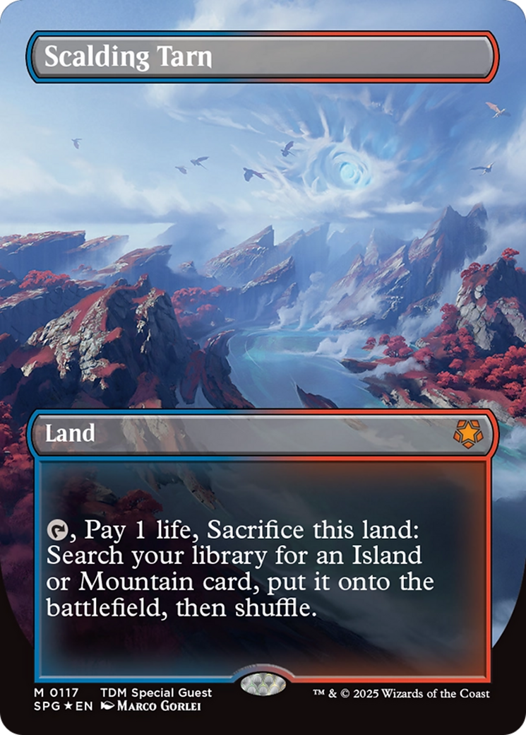 Scalding Tarn (Borderless) (Dragonscale Foil) [Tarkir: Dragonstorm Special Guests] MTG Single Magic: The Gathering | Red Claw Gaming
