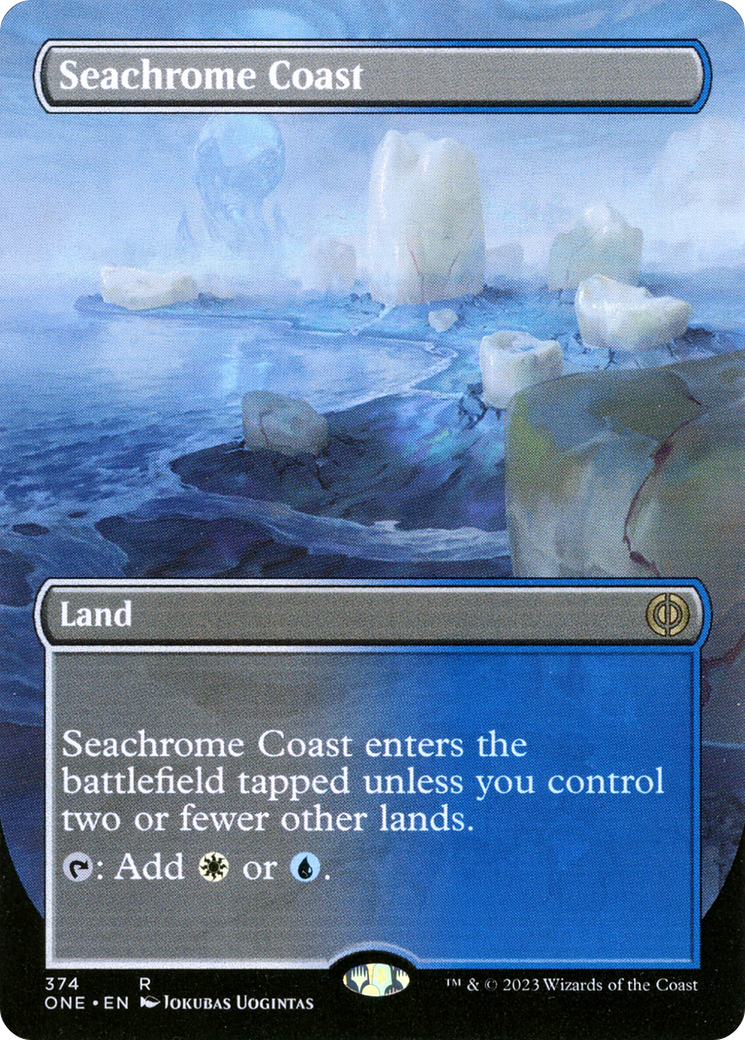 Seachrome Coast (Borderless Alternate Art) [Phyrexia: All Will Be One] MTG Single Magic: The Gathering | Red Claw Gaming