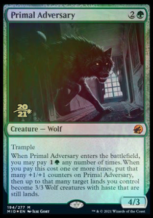 Primal Adversary [Innistrad: Midnight Hunt Prerelease Promos] MTG Single Magic: The Gathering | Red Claw Gaming