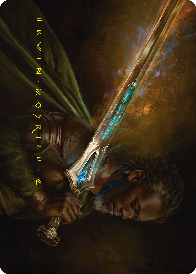 Anduril, Flame of the West Art Card (Gold-Stamped Signature) [The Lord of the Rings: Tales of Middle-earth Art Series] MTG Single Magic: The Gathering | Red Claw Gaming