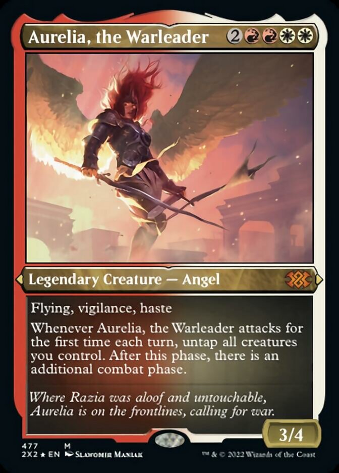Aurelia, the Warleader (Foil Etched) [Double Masters 2022] MTG Single Magic: The Gathering    | Red Claw Gaming
