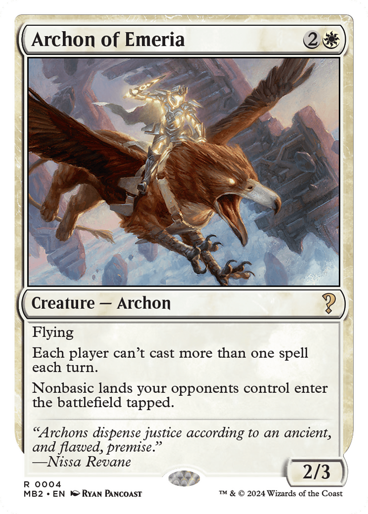 Archon of Emeria (White Border) [Mystery Booster 2] MTG Single Magic: The Gathering | Red Claw Gaming
