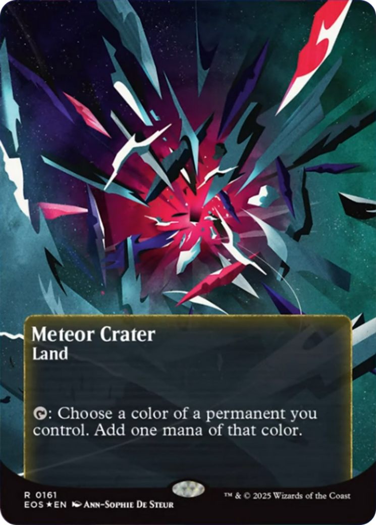 Meteor Crater (0161) (Borderless) (Galaxy Foil) [Edge of Eternities: Stellar Sights] MTG Single Magic: The Gathering | Red Claw Gaming