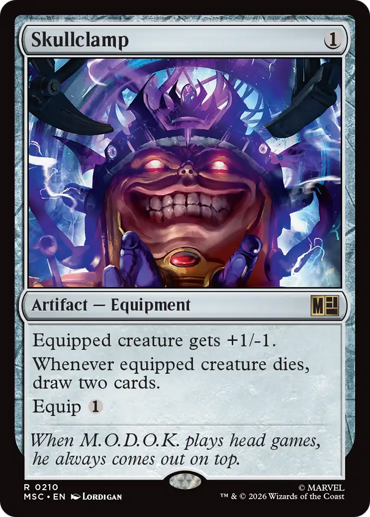 Skullclamp (Surge Foil) [Marvel Super Heroes Commander] MTG Single Magic: The Gathering | Red Claw Gaming