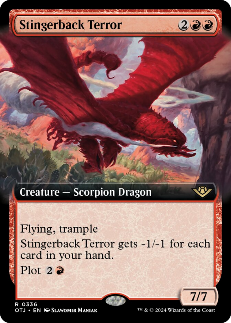 Stingerback Terror (Extended Art) [Outlaws of Thunder Junction] MTG Single Magic: The Gathering | Red Claw Gaming