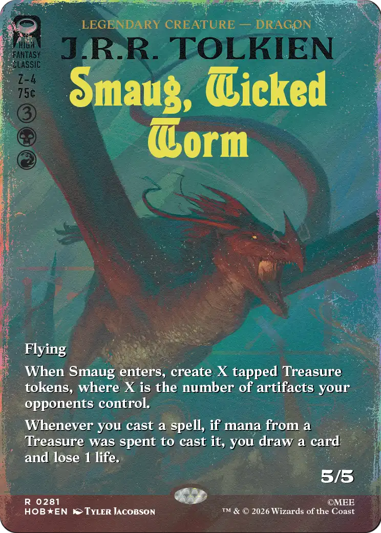 Smaug, Wicked Worm (Borderless) (Surge Foil) [The Hobbit] | Red Claw Gaming