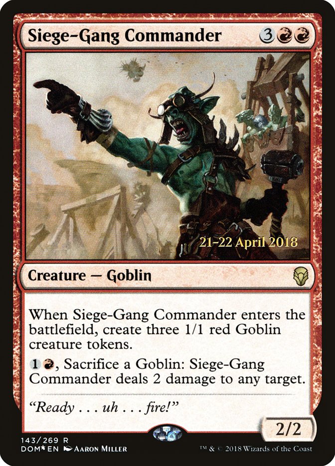 Siege-Gang Commander [Dominaria Prerelease Promos] MTG Single Magic: The Gathering | Red Claw Gaming
