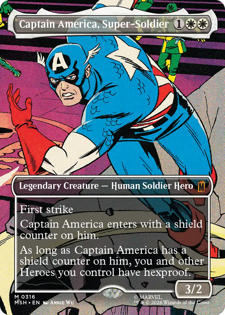 Captain America, Super-Soldier (Borderless) (0316) [Marvel Super Heroes] MTG Single Magic: The Gathering | Red Claw Gaming