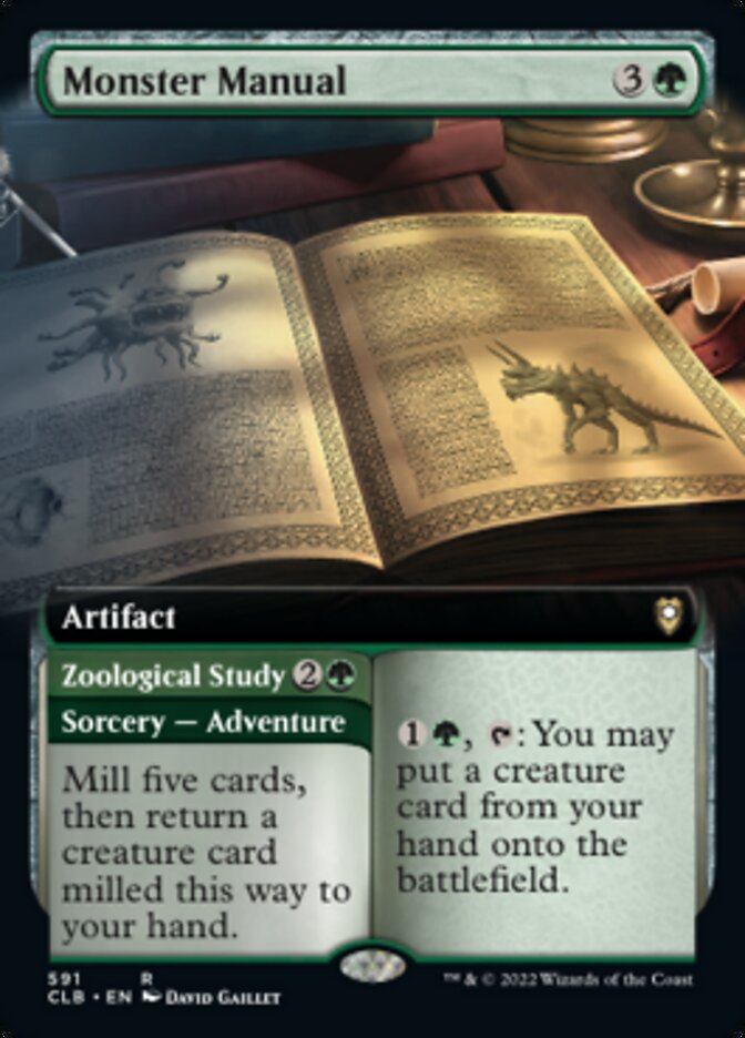 Monster Manual // Zoological Study (Extended Art) [Commander Legends: Battle for Baldur's Gate] MTG Single Magic: The Gathering | Red Claw Gaming