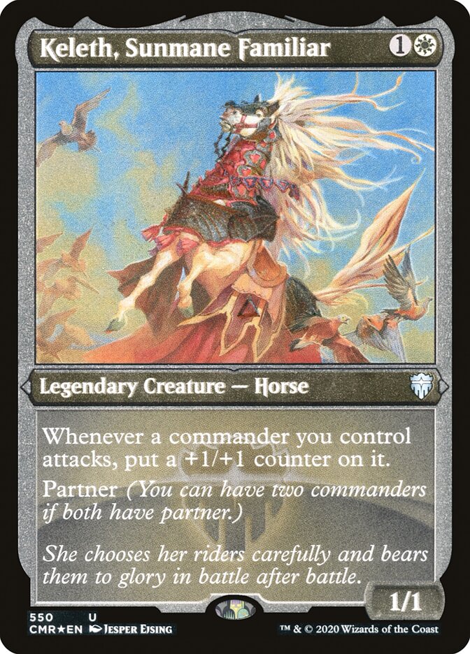 Keleth, Sunmane Familiar (Etched) [Commander Legends] MTG Single Magic: The Gathering | Red Claw Gaming