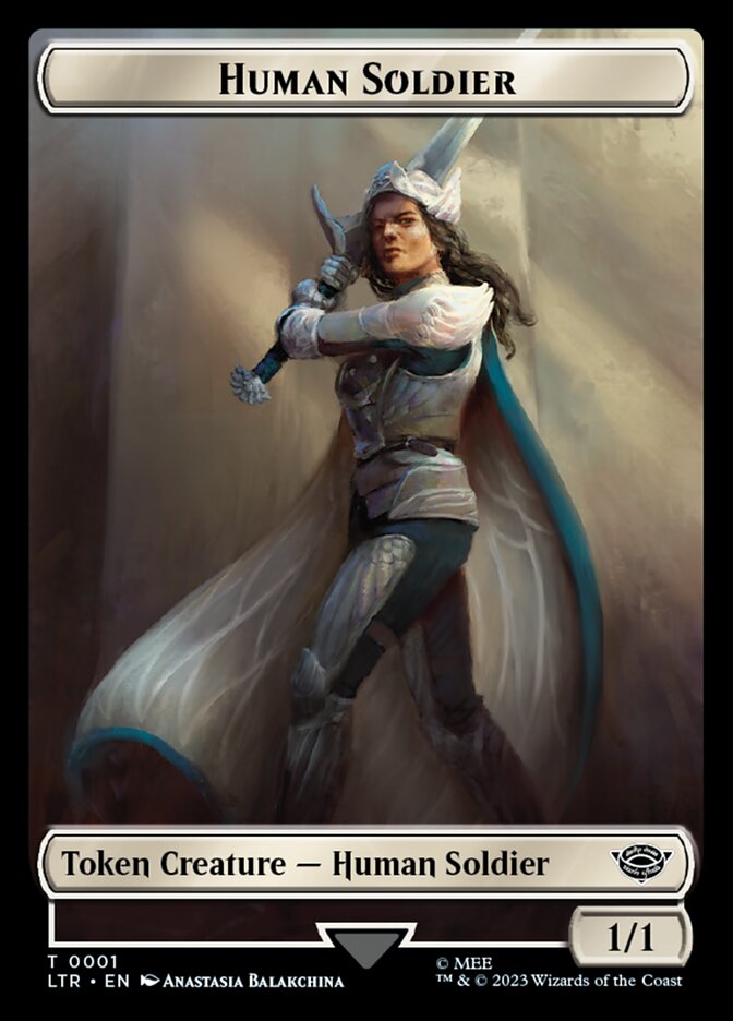 Human Soldier Token (01) [The Lord of the Rings: Tales of Middle-Earth Tokens] MTG Single Magic: The Gathering | Red Claw Gaming