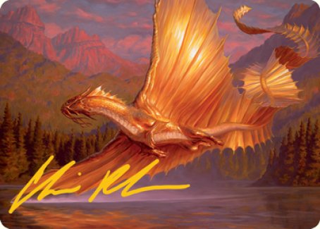 Adult Gold Dragon Art Card (Gold-Stamped Signature) [Dungeons & Dragons: Adventures in the Forgotten Realms Art Series] MTG Single Magic: The Gathering | Red Claw Gaming