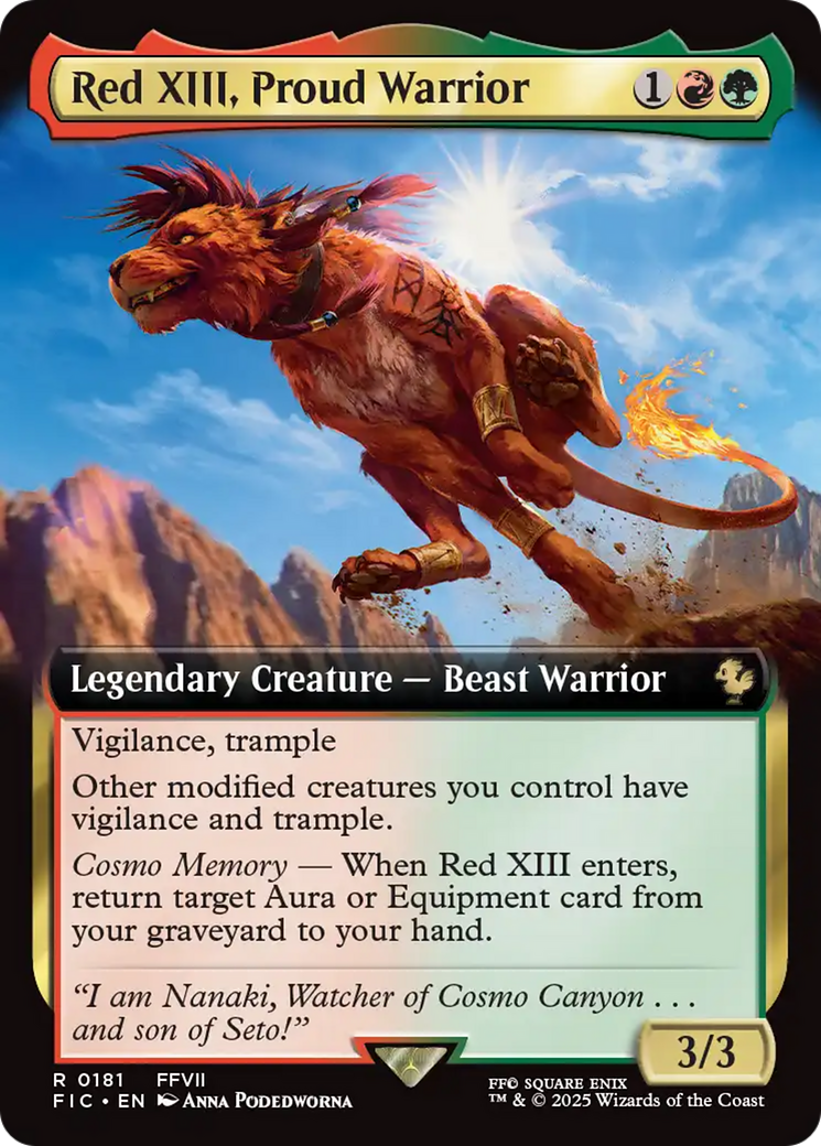 Red XIII, Proud Warrior (Extended Art) [FINAL FANTASY Commander] MTG Single Magic: The Gathering | Red Claw Gaming