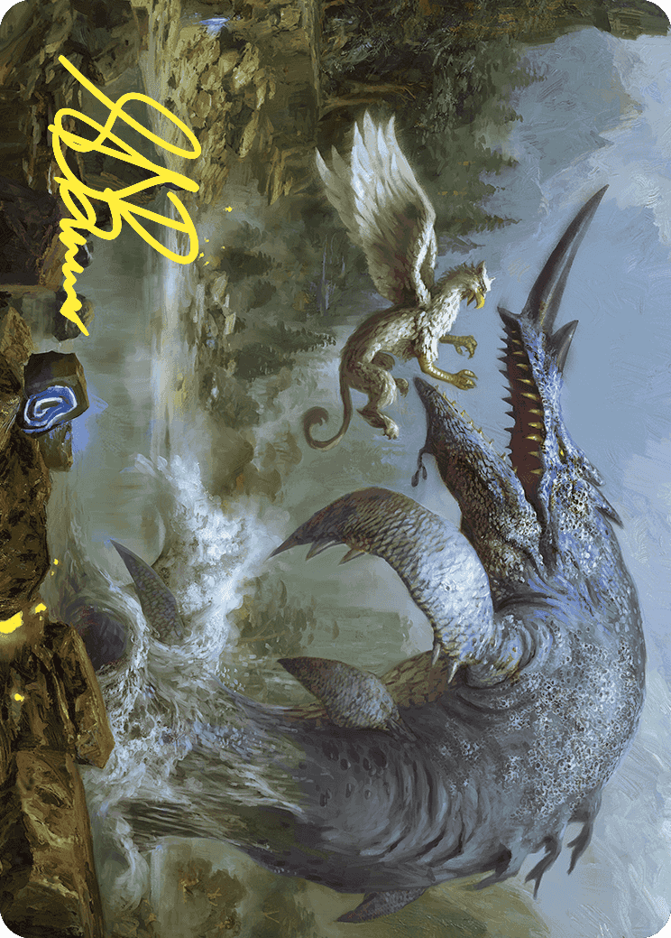 Horned Loch-Whale Art Card (Gold-Stamped Signature) [Wilds of Eldraine Art Series] MTG Single Magic: The Gathering | Red Claw Gaming