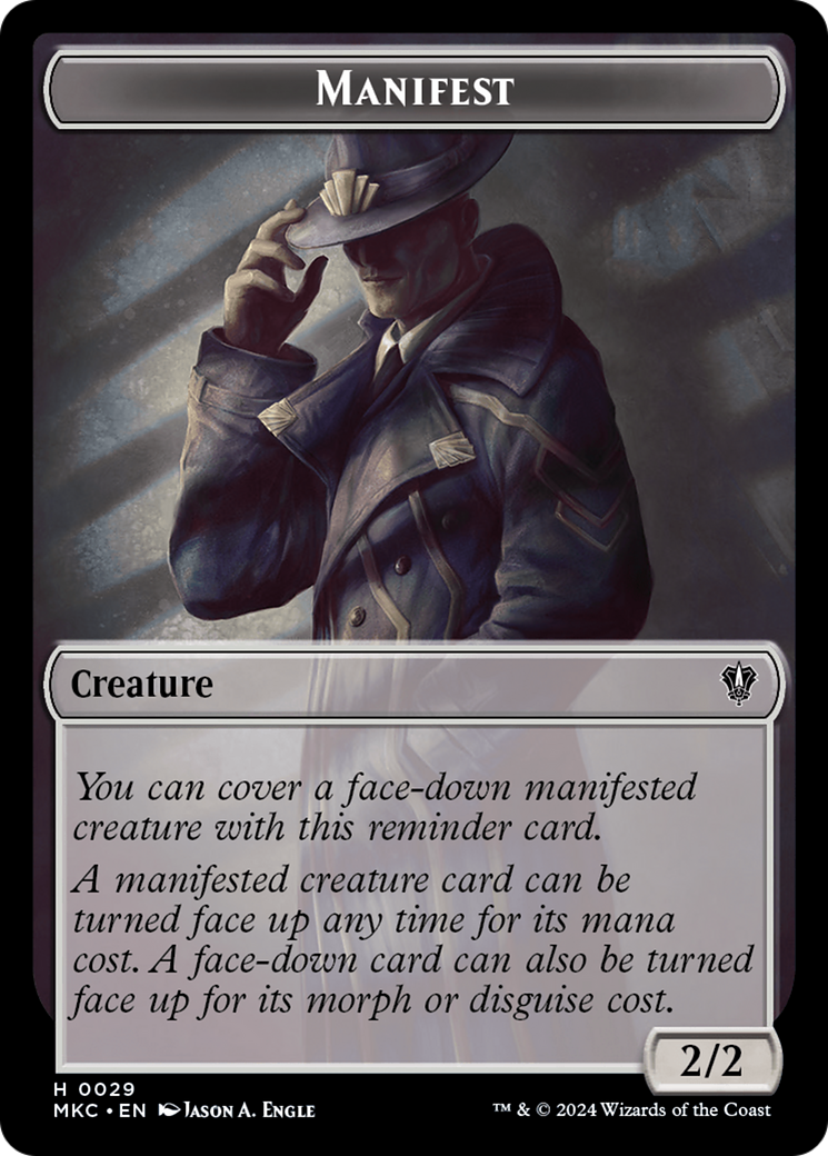 Saproling // Manifest Double-Sided Token [Murders at Karlov Manor Commander Tokens] MTG Single Magic: The Gathering | Red Claw Gaming