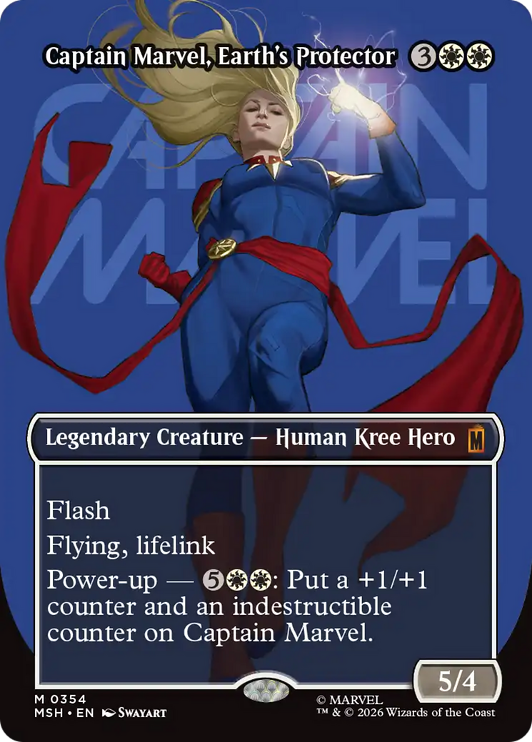Captain Marvel, Earth's Protector (Borderless) (0354) [Marvel Super Heroes] MTG Single Magic: The Gathering | Red Claw Gaming