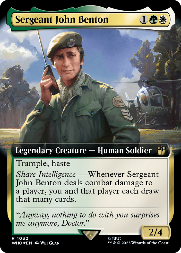 Sergeant John Benton (Extended Art) (Surge Foil) [Doctor Who] MTG Single Magic: The Gathering | Red Claw Gaming