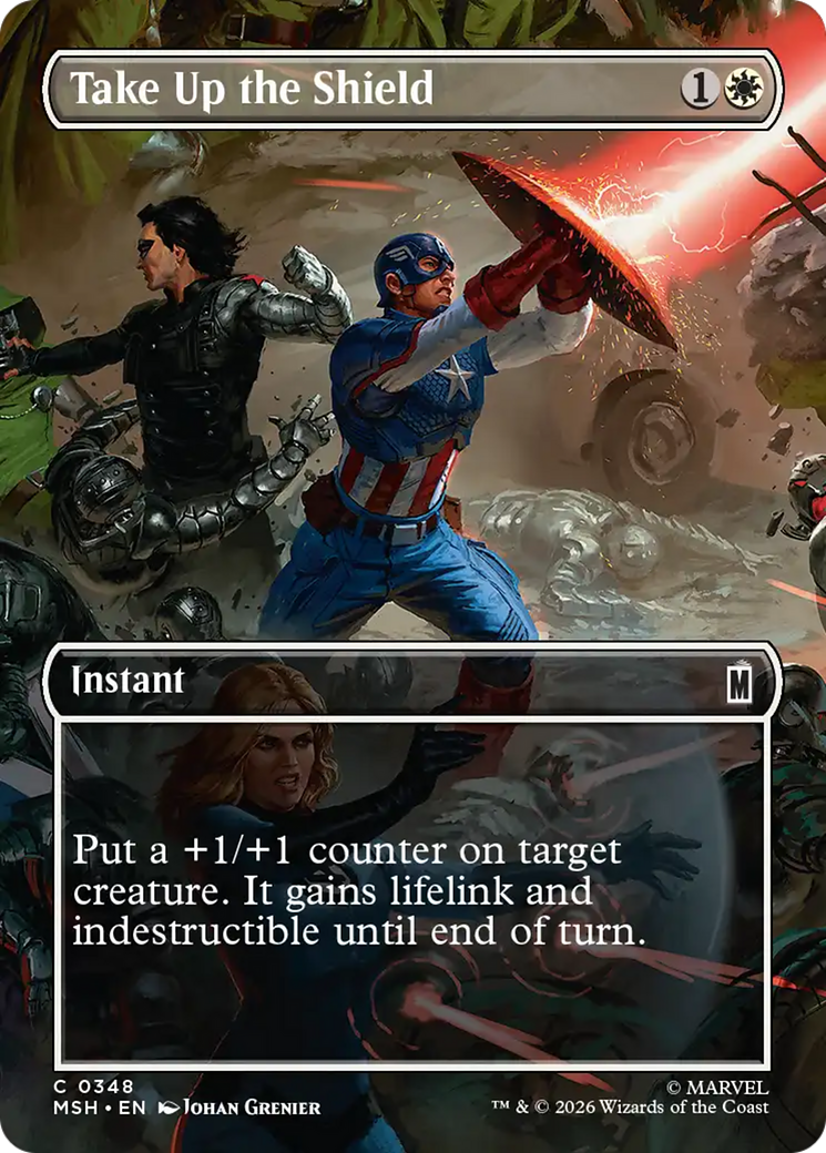 Take Up the Shield (Borderless) [Marvel Super Heroes] | Red Claw Gaming