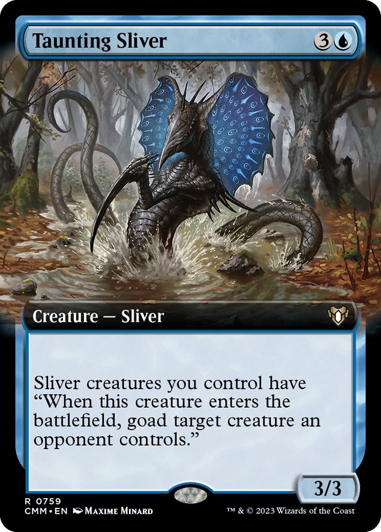 Taunting Sliver (Extended Art) [Commander Masters] MTG Single Magic: The Gathering | Red Claw Gaming