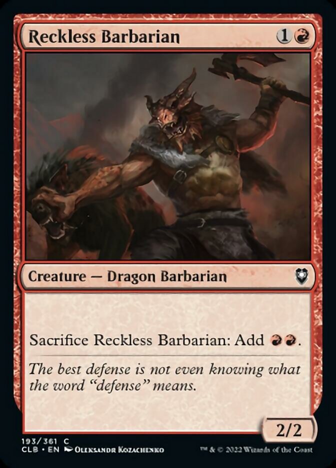 Reckless Barbarian [Commander Legends: Battle for Baldur's Gate] MTG Single Magic: The Gathering | Red Claw Gaming