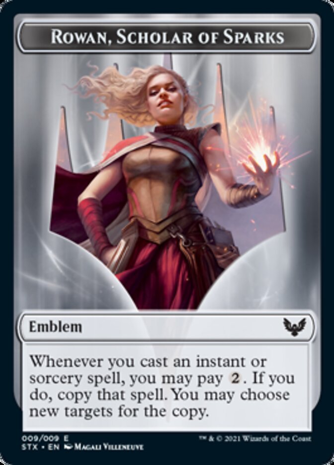 Elemental // Rowan, Scholar of Sparks Emblem Double-Sided Token [Strixhaven: School of Mages Tokens] MTG Single Magic: The Gathering | Red Claw Gaming