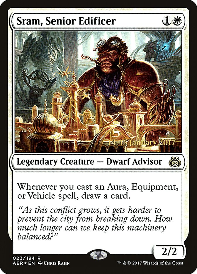Sram, Senior Edificer [Aether Revolt Prerelease Promos] MTG Single Magic: The Gathering | Red Claw Gaming