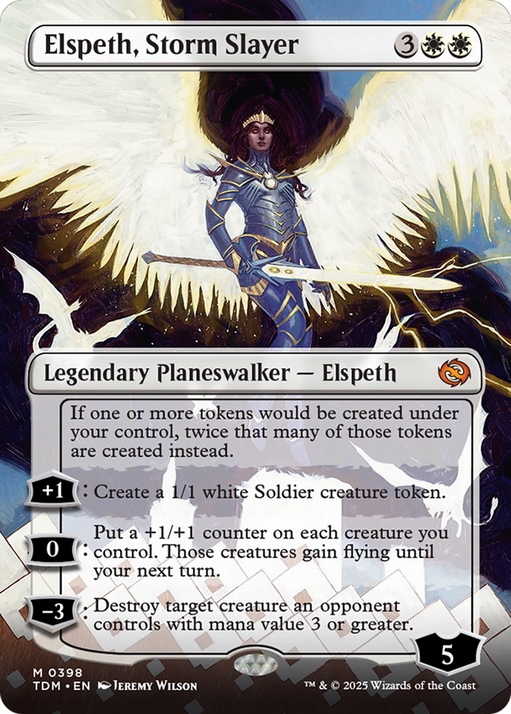 Elspeth, Storm Slayer (Borderless) [Tarkir: Dragonstorm] MTG Single Magic: The Gathering | Red Claw Gaming