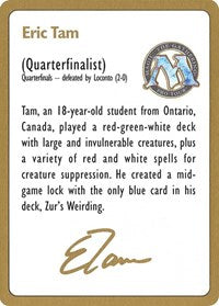 1996 Eric Tam Biography Card [World Championship Decks] MTG Single Magic: The Gathering | Red Claw Gaming