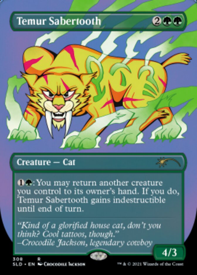 Temur Sabertooth (Borderless) (Foil Etched) [Secret Lair Drop Series] MTG Single Magic: The Gathering | Red Claw Gaming