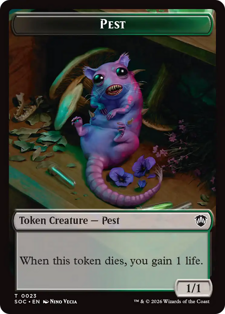 Saproling // Pest (0023) Double-Sided Token [Secrets of Strixhaven Commander Tokens] MTG Single Magic: The Gathering | Red Claw Gaming