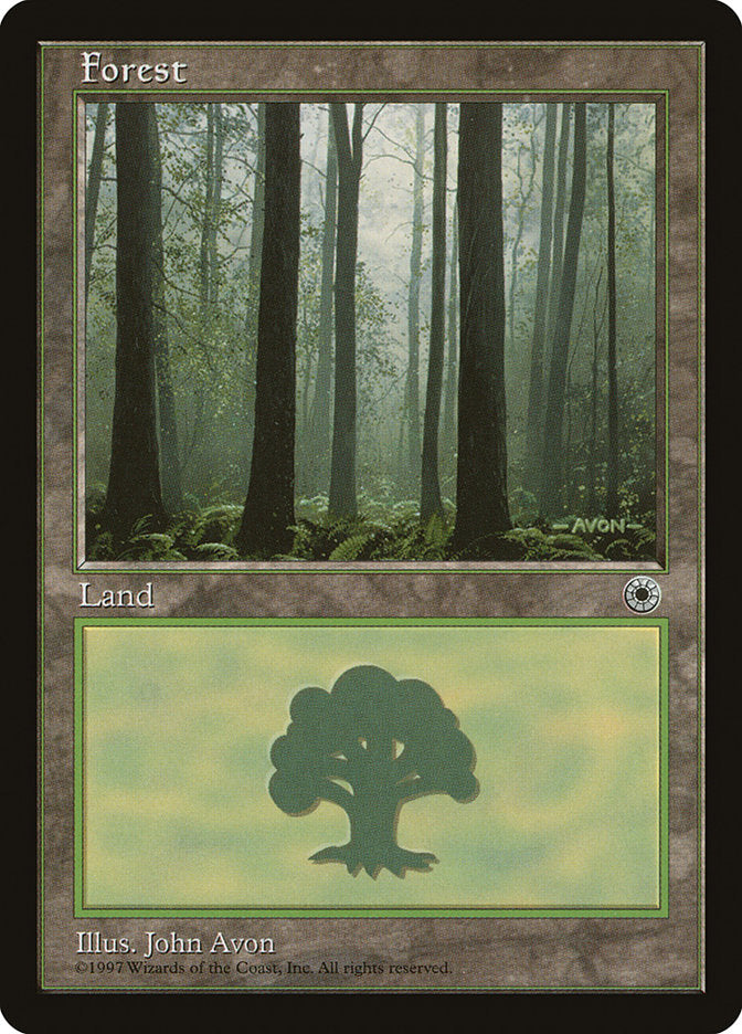 Forest (Three Dark Trees at Front with Lush Ground) [Portal] MTG Single Magic: The Gathering | Red Claw Gaming