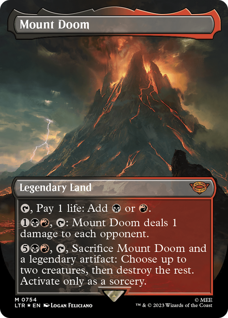 Mount Doom (Borderless) (Surge Foil) [The Lord of the Rings: Tales of Middle-Earth] MTG Single Magic: The Gathering | Red Claw Gaming