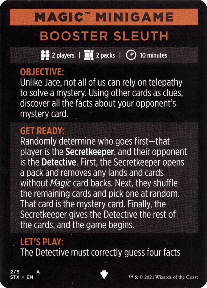 Booster Sleuth (Magic Minigame) [Strixhaven: School of Mages Minigame] MTG Single Magic: The Gathering | Red Claw Gaming