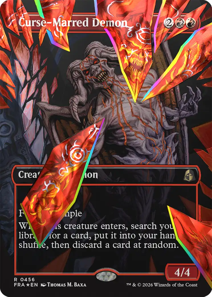 Curse-Marred Demon (Borderless) (Facet Foil) [Reality Fracture] | Red Claw Gaming