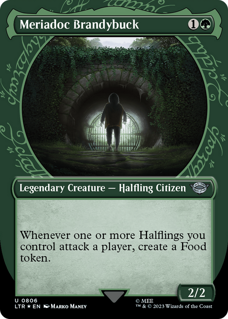 Meriadoc Brandybuck (Showcase) (Surge Foil) [The Lord of the Rings: Tales of Middle-Earth] MTG Single Magic: The Gathering | Red Claw Gaming