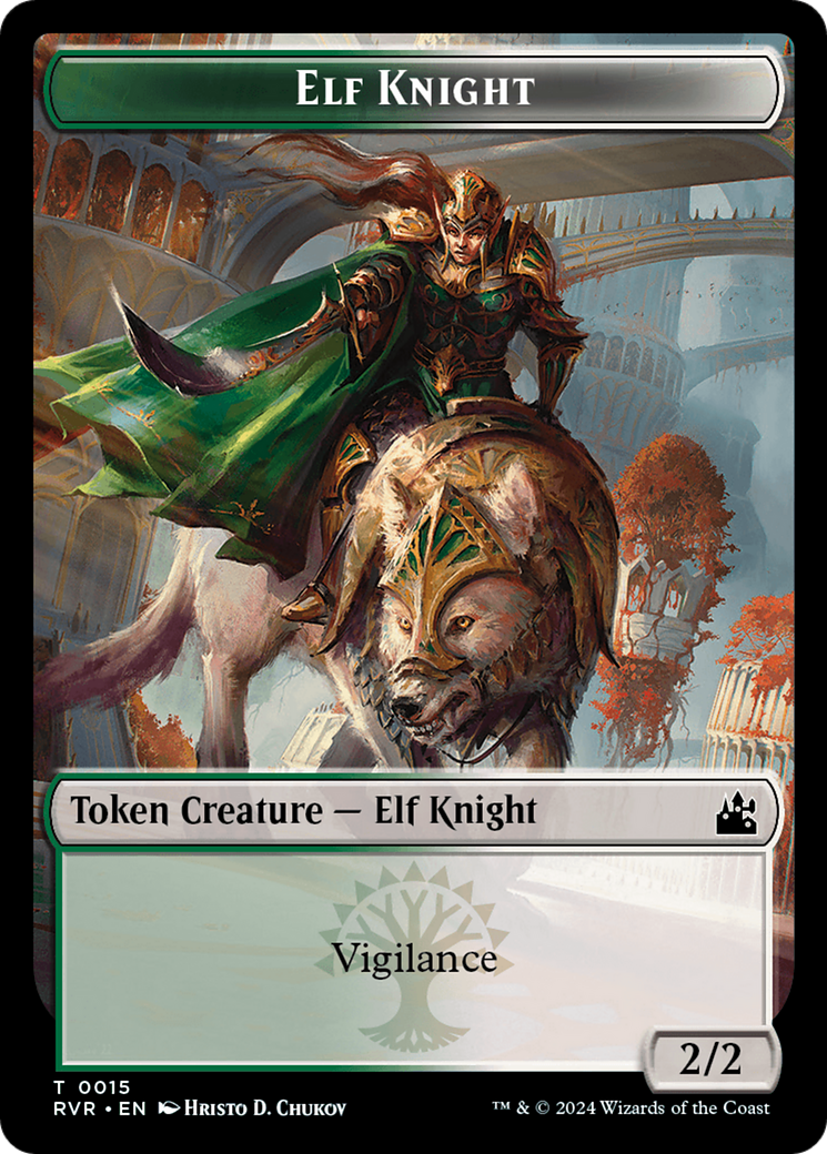 Elf Knight // Rhino Double-Sided Token [Ravnica Remastered Tokens] MTG Single Magic: The Gathering | Red Claw Gaming