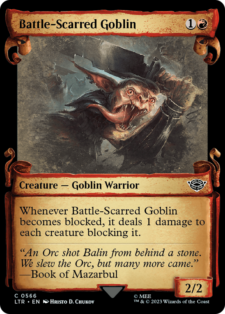 Battle-Scarred Goblin [The Lord of the Rings: Tales of Middle-Earth Showcase Scrolls] MTG Single Magic: The Gathering | Red Claw Gaming