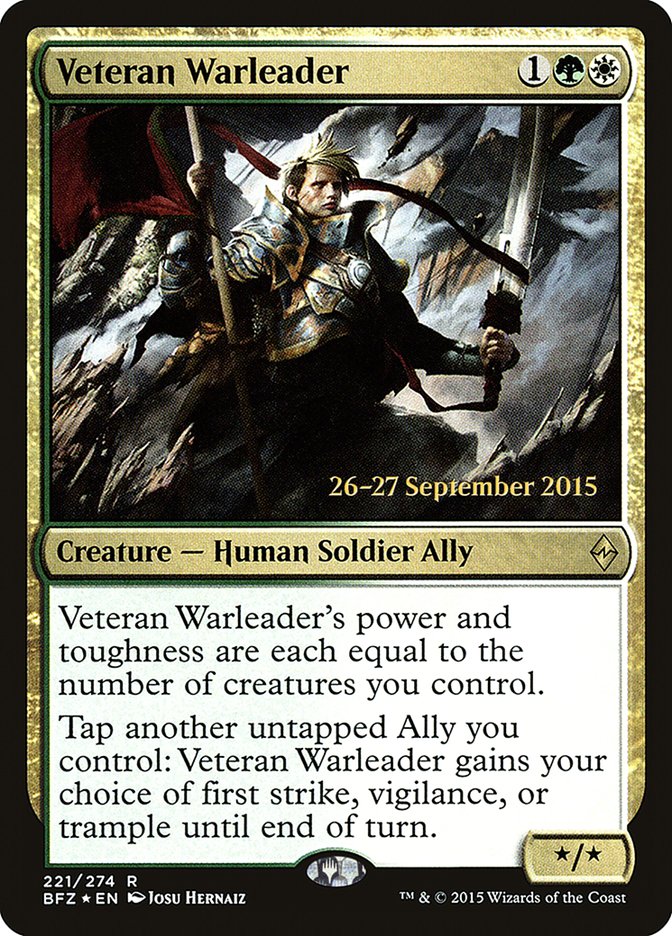 Veteran Warleader [Battle for Zendikar Prerelease Promos] MTG Single Magic: The Gathering | Red Claw Gaming