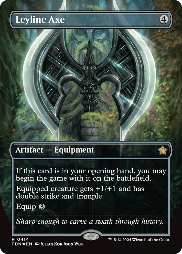 Leyline Axe (Borderless) (Mana Foil) [Foundations] MTG Single Magic: The Gathering | Red Claw Gaming