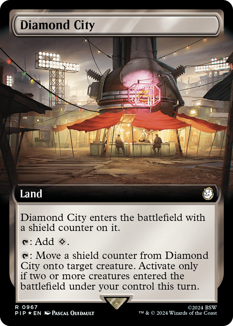 Diamond City (Extended Art) (Surge Foil) [Fallout] MTG Single Magic: The Gathering | Red Claw Gaming