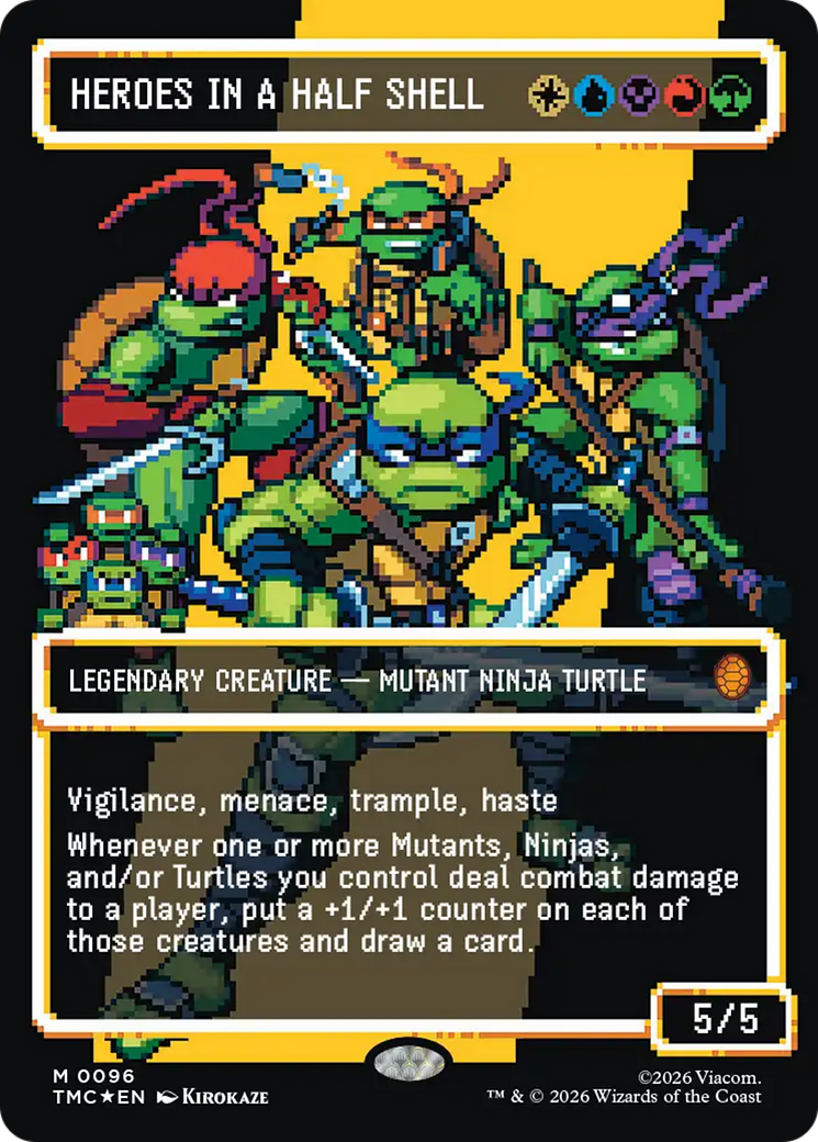 Heroes in a Half Shell (0096) (Borderless) (Surge Foil) [Teenage Mutant Ninja Turtles Commander] MTG Single Magic: The Gathering | Red Claw Gaming