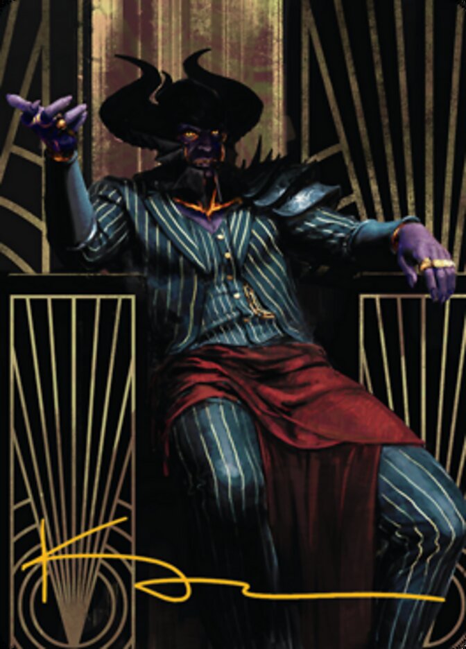 Ob Nixilis, the Adversary 2 Art Card (Gold-Stamped Signature) [Streets of New Capenna Art Series] MTG Single Magic: The Gathering | Red Claw Gaming