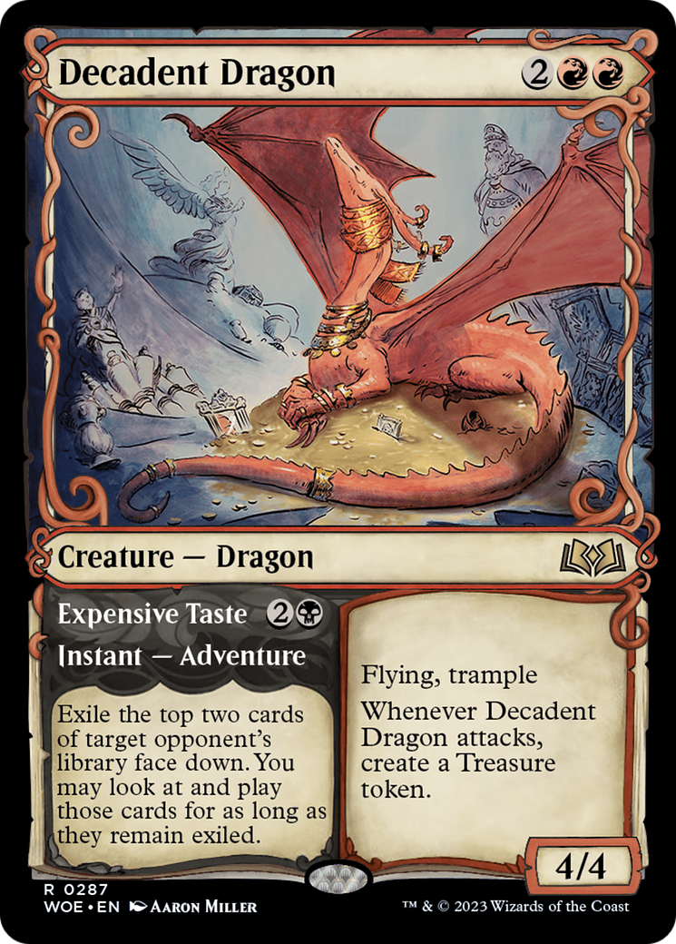 Decadent Dragon // Expensive Taste (Showcase) [Wilds of Eldraine] MTG Single Magic: The Gathering    | Red Claw Gaming